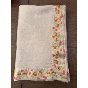 Vintage Disney Winnie the Pooh Baby Blanket Pooh Balloon Satin Trim EUC